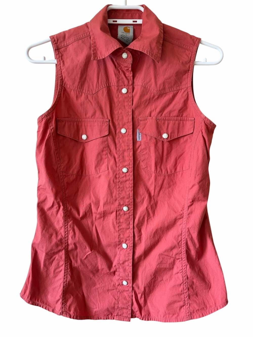 Carhartt Coral Snap Button Utility Vest Workwear Western Sleeveless Shirt Top